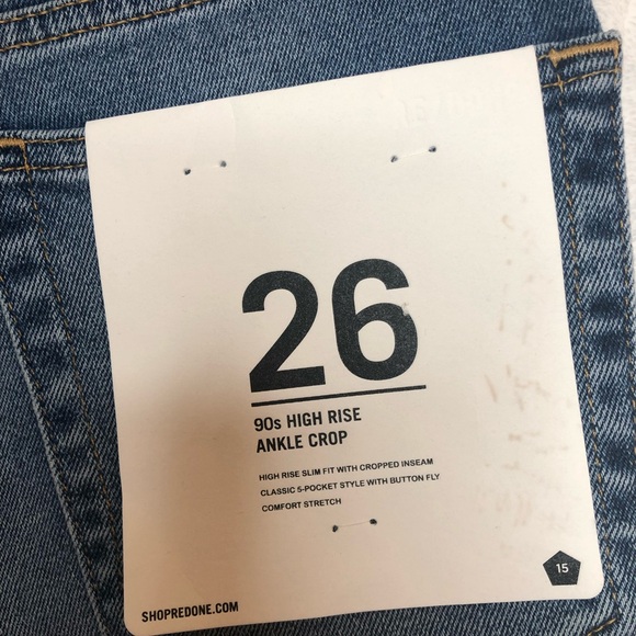 Re/Done Levis Blue Jeans Women, Size 26, Blue-Medium 2, 90s High Rise Ankle Crop - Picture 5 of 13